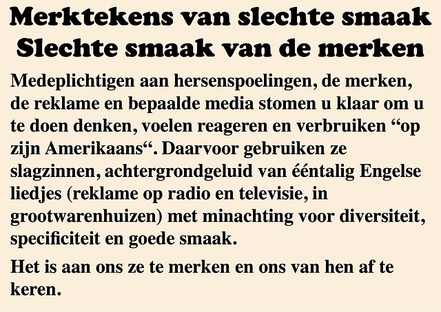 (NL) — Merktekens van slechte smaak