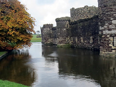 Outer walls and moat of Beaumaris Castle