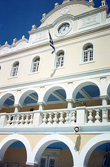 Elegant facade of the church on Tinos