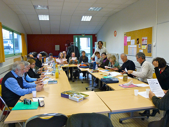 Mikaelo Bronŝtein en La Roche-sur-Yon, la 12an de januaro 2013, okaze de staĝo de Espéranto-Vendée