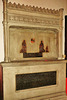 st.botolph aldersgate, london,tomb of 1563 of lady anne packington and her husband sir joseph , incised and painted to look akin to a brass
