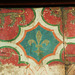 rochester cathedral painted screen,original section of panelling from back of pulpitum, with two layers of decoration, one of 1227, the other of the arms of edward  3 in 1340