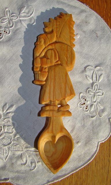Wood carved Christmas spoon