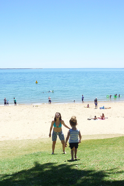 Ella & Audrey ready for a swim