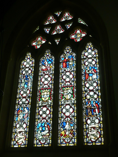 bicton church; heraldic obituary window