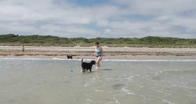 at Sandy Point with Sue & Ella