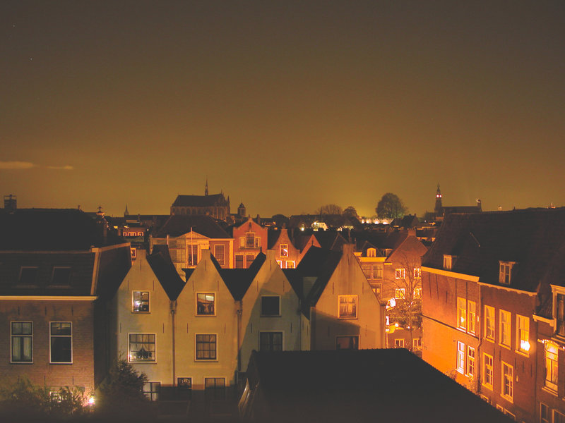 Night view of Leiden from my window