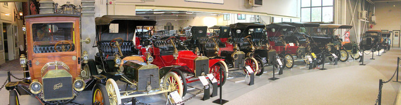 Display of old Fords in the Ford Museum in Hillegom