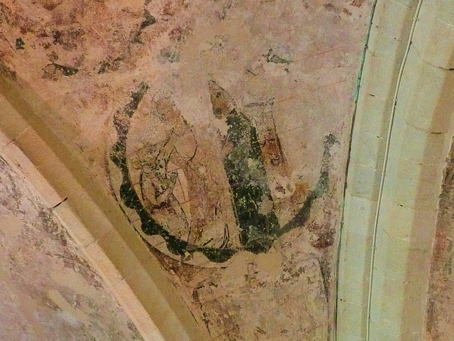 rochester cathedral doubting thomas,murals on n.e.crypt ceiling, c14 roundels including doubting thomas