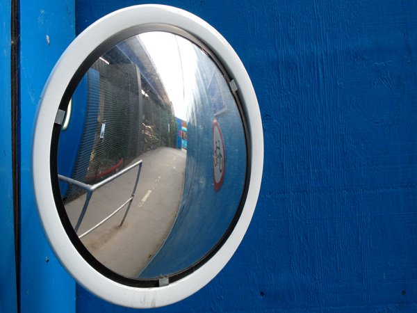 Blue alley mirror