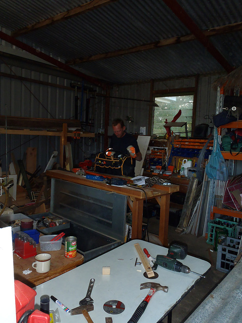 Richard making the guinea pen