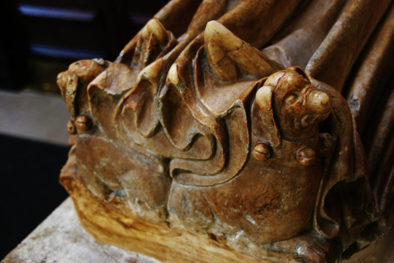 st.helen bishopsgate, london,detail of tomb of john de oteswich and wife, late c14, from st.martin outwich