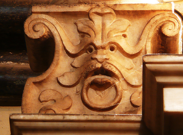 rochester cathedral,detail of tomb of lee warner, 1698