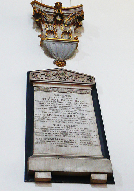 st.mary abchurch, london,tomb of thomas bond 1833