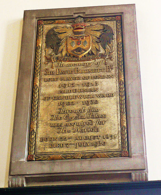 st.mary abchurch, london,tomb of lord mayor david burnett 1930