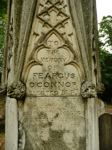 feargus o'connor m.p., kensal green cemetery, london