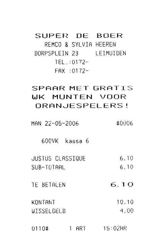 A day in the country: receipt for cigars bought in Leimuiden