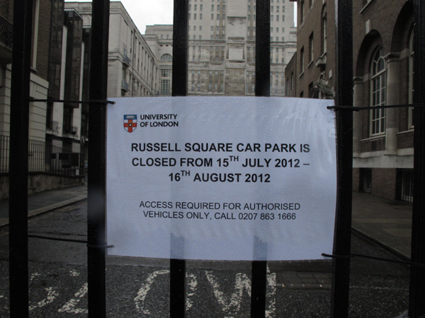 Senate House carpark closed