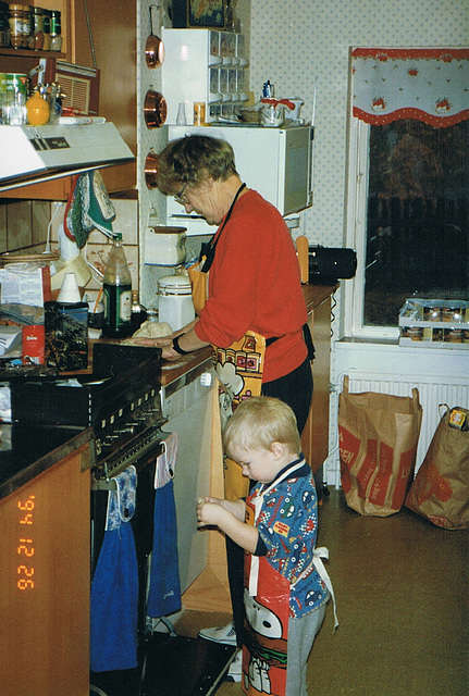 Granny G and M preparing dinner