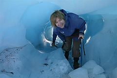 Immerging from an ice cave