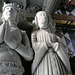 ely cathedral,tomb of john tiptoft, humanist earl of worcester and his two wives philippa and joyce. he died in 1470, beheaded. his over restored effigy sports the ss collar of the lancastrians