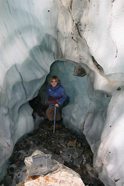 Jo leads in to an ice cave