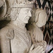 ely cathedral,tomb of john tiptoft, humanist earl of worcester and his two wives philippa and joyce. he died in 1470, beheaded. his over restored effigy sports the ss collar of the lancastrians