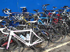 A tangle of bikes