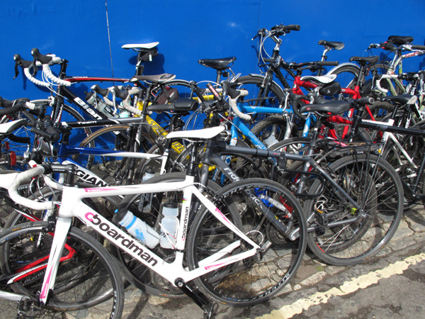 A tangle of bikes