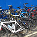 A tangle of bikes