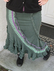 Thrifted green skirt, after