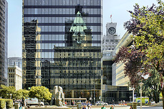 Hotel Vancouver Reflected in the TD Tower – Georgia and Hornby Streets, Vancouver, British Columbia