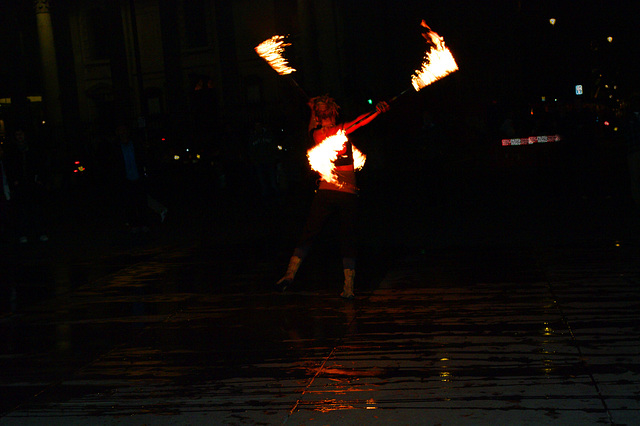 Playing with fire in Trafalgar Square