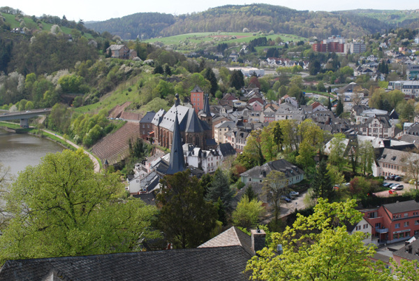 View over Saarburg from top of castle