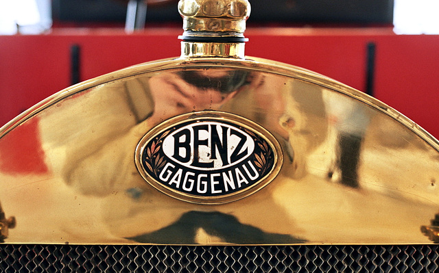 Visiting the Mercedes-Benz Museum: Benz-Gaggenau logo on a 1912 Benz fire engine