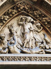 st.michael cornhill, london,scott's tympanum over the main door, 1857-60