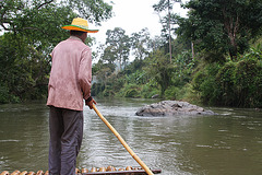 Rafting down river