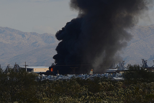 Scrapyard fire in Tucson, Arizona