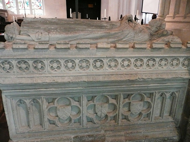 st.mary's church, luton,c14 monument to william wenlock, master of the farley hospital in luton, who died in 1392. note the crenellations around the tomb chest, they are not too common a design.