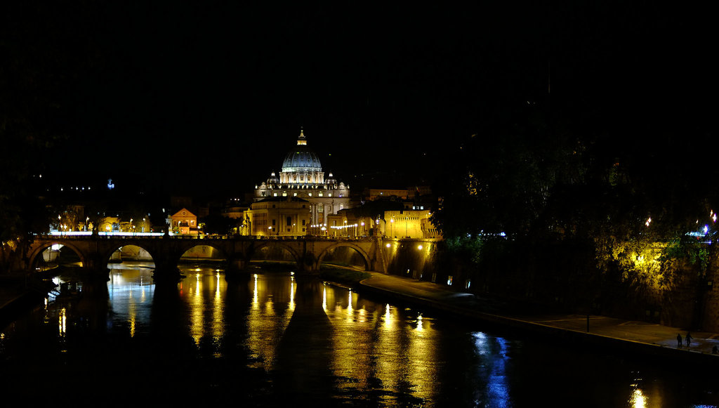 Rome Honeymoon Fuji XE-1 Night Tiber and St Peter's Basilica 1