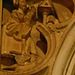 canterbury cathedral,c14 detail of monks at lecterns and disputing fill the spandrels of the canopy on the tomb built for archbishop meopham