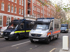 Police vans bringing up the rear in Malet St