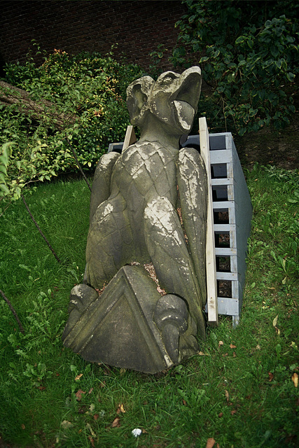 Roof ornament on the ground in the Hortus Botanicus, Leiden