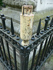 st.botolph bishopsgate, london,vases top ironwork with skulls and crossed bones on tomb of william rawlins in graveyard , 1838