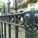 st.botolph bishopsgate, london,noughts and crosses on railings of tomb of william rawlins in graveyard , 1838