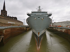 The Priory and RFA FORT VICTORIA.  Cammell Laird, Birkenhead