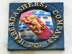 haberdashers hall, gresham st., london,metal property mark with arms of the city livery company of the haberdashers, 1831