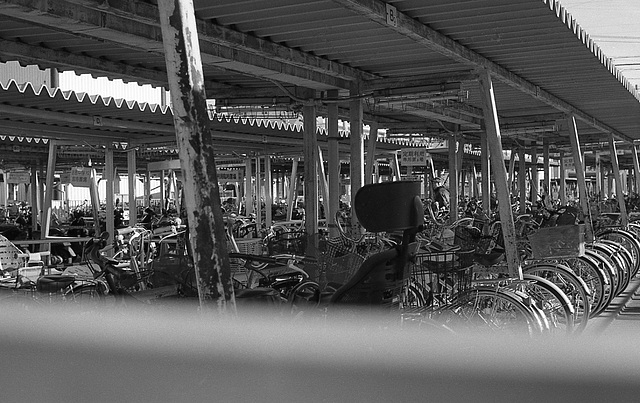 Bicycle shed near a railway station