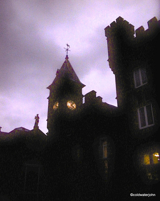 Winter evening - Craig y Nos Castle clocktower