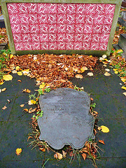 brompton cemetery, earls court,  london,tomb of henry a. tomalin, 1950 and family. another tomb with effective tiles